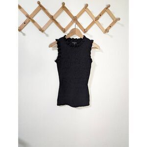 Current Air Los Angeles Black Ruffled Sleeveless Sweater Tank Top - Size S